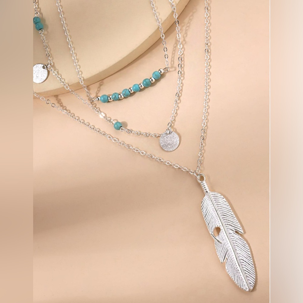 1 Silver one left!!Sexy Boho 3 layer feather 🪶 necklace *New* 💚SALE 3/$25